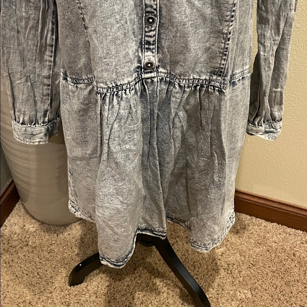 Anthropologie Pilcro Lorelei Tunic Dress Washed Denim Chambray Size 6 - Picture 7 of 14